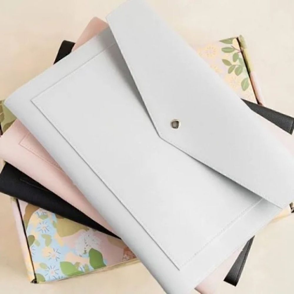 Glass Ladder & Co. Megan portfolio tablet clutch cement grey